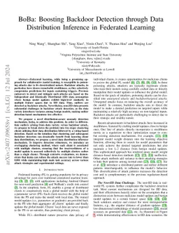 BoBa: Boosting Backdoor Detection through Data Distribution Inference in
  Federated Learning