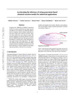 Accelerating the inference of string generation-based chemical reaction
  models for industrial applications