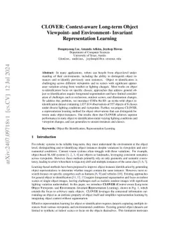 CLOVER: Context-aware Long-term Object Viewpoint- and Environment- Invariant Representation Learning