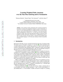 Learning Weighted Finite Automata over the Max-Plus Semiring and its
  Termination