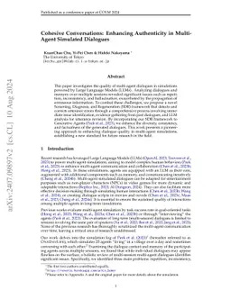 Cohesive Conversations: Enhancing Authenticity in Multi-Agent Simulated
  Dialogues