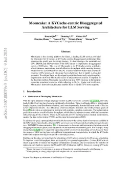 Mooncake: A KVCache-centric Disaggregated Architecture for LLM Serving
