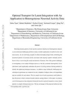 Optimal Transport for Latent Integration with An Application to
  Heterogeneous Neuronal Activity Data