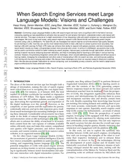 When Search Engine Services meet Large Language Models: Visions and
  Challenges