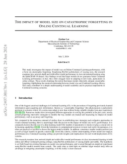 The impact of model size on catastrophic forgetting in Online Continual
  Learning