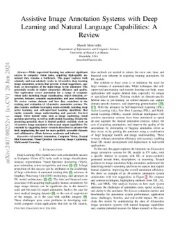 Assistive Image Annotation Systems with Deep Learning and Natural
  Language Capabilities: A Review