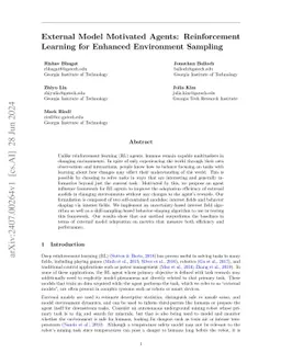 External Model Motivated Agents: Reinforcement Learning for Enhanced
  Environment Sampling