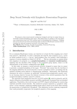 Deep Neural Networks with Symplectic Preservation Properties