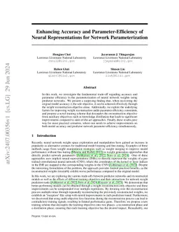 Enhancing Accuracy and Parameter-Efficiency of Neural Representations
  for Network Parameterization
