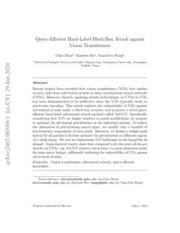Query-Efficient Hard-Label Black-Box Attack against Vision Transformers