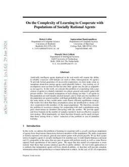 On the Complexity of Learning to Cooperate with Populations of Socially
  Rational Agents