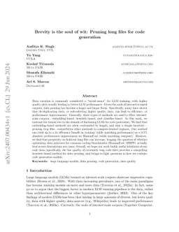 Brevity is the soul of wit: Pruning long files for code generation