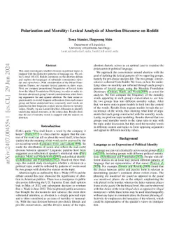Polarization and Morality: Lexical Analysis of Abortion Discourse on
  Reddit