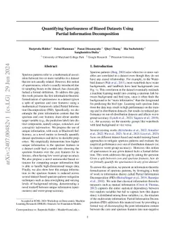 Towards Formalizing Spuriousness of Biased Datasets Using Partial Information Decomposition