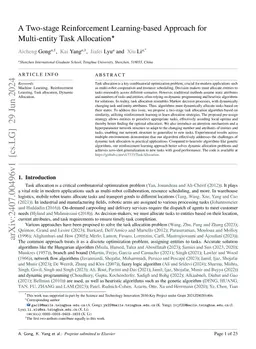 A Two-stage Reinforcement Learning-based Approach for Multi-entity Task
  Allocation