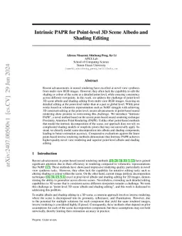 Intrinsic PAPR for Point-level 3D Scene Albedo and Shading Editing