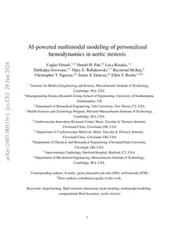 AI-powered multimodal modeling of personalized hemodynamics in aortic
  stenosis