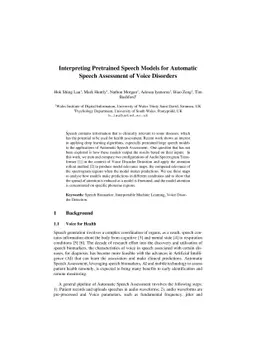 Interpreting Pretrained Speech Models for Automatic Speech Assessment of
  Voice Disorders