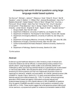 Answering real-world clinical questions using large language model based
  systems
