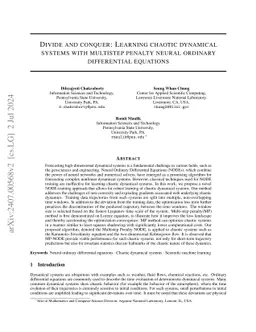 Divide And Conquer: Learning Chaotic Dynamical Systems With Multistep
  Penalty Neural Ordinary Differential Equations