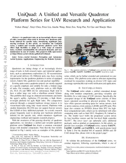 UniQuad: A Unified and Versatile Quadrotor Platform Series for UAV
  Research and Application