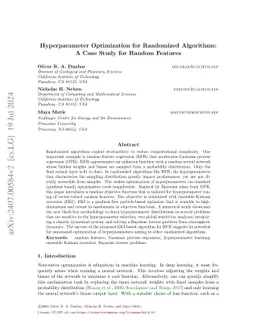 Hyperparameter Optimization for Randomized Algorithms: A Case Study on Random Features