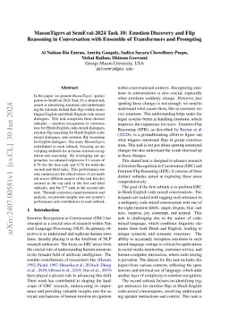 MasonTigers at SemEval-2024 Task 10: Emotion Discovery and Flip
  Reasoning in Conversation with Ensemble of Transformers and Prompting
