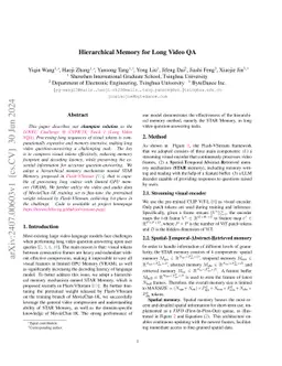 Hierarchical Memory for Long Video QA