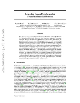 Learning Formal Mathematics From Intrinsic Motivation