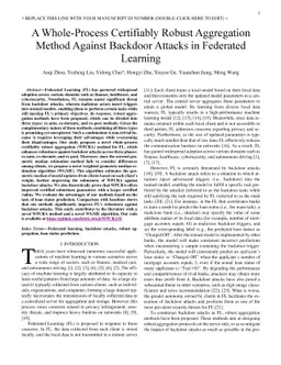 A Whole-Process Certifiably Robust Aggregation Method Against Backdoor
  Attacks in Federated Learning