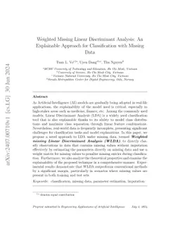Directly Handling Missing Data in Linear Discriminant Analysis for
  Enhancing Classification Accuracy and Interpretability