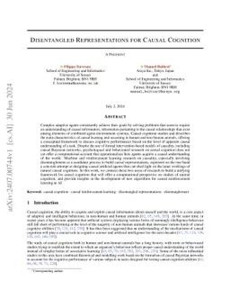 Disentangled Representations for Causal Cognition