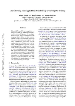 Characterizing Stereotypical Bias from Privacy-preserving Pre-Training