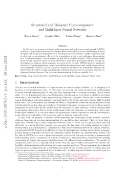 Structured and Balanced Multi-Component and Multi-Layer Neural Networks