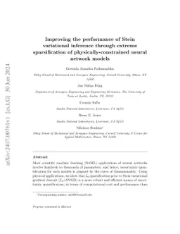 Improving the performance of Stein variational inference through extreme
  sparsification of physically-constrained neural network models