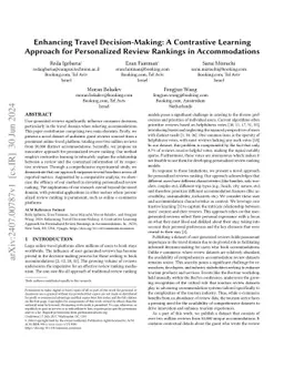 Enhancing Travel Decision-Making: A Contrastive Learning Approach for
  Personalized Review Rankings in Accommodations