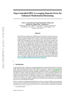 Step-Controlled DPO: Leveraging Stepwise Error for Enhanced Mathematical
  Reasoning