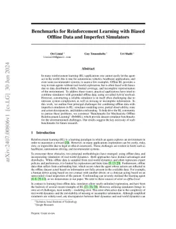 Benchmarks for Reinforcement Learning with Biased Offline Data and
  Imperfect Simulators