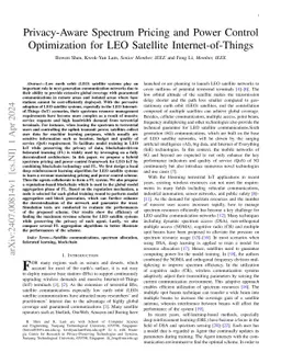 Privacy-Aware Spectrum Pricing and Power Control Optimization for LEO Satellite Internet-of-Things