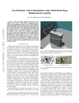 Non-Prehensile Aerial Manipulation using Model-Based Deep Reinforcement
  Learning