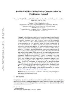 Residual-MPPI: Online Policy Customization for Continuous Control