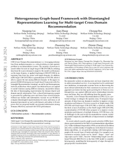 Heterogeneous Graph-based Framework with Disentangled Representations
  Learning for Multi-target Cross Domain Recommendation