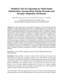 Modified CMA-ES Algorithm for Multi-Modal Optimization: Incorporating
  Niching Strategies and Dynamic Adaptation Mechanism
