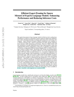Efficient Expert Pruning for Sparse Mixture-of-Experts Language Models:
  Enhancing Performance and Reducing Inference Costs