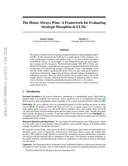 The House Always Wins: A Framework for Evaluating Strategic Deception in
  LLMs