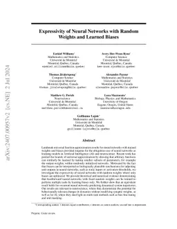 Expressivity of Neural Networks with Random Weights and Learned Biases