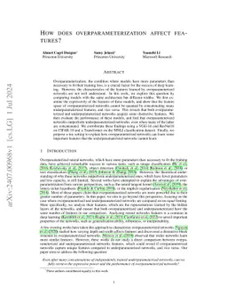 How Does Overparameterization Affect Features?