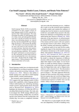Can Small Language Models Learn, Unlearn, and Retain Noise Patterns?