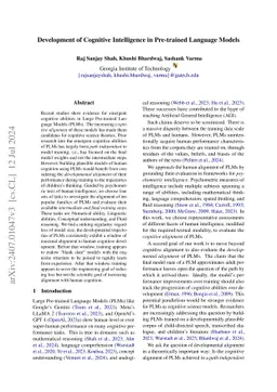 Development of Cognitive Intelligence in Pre-trained Language Models