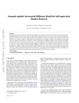 Semantic-guided Adversarial Diffusion Model for Self-supervised Shadow
  Removal